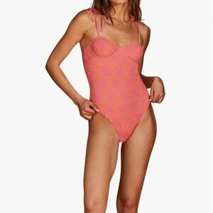 Gottex Flirtt NWT Orange & Pink Textured Tapestry One Piece Bathing Suit, Medium